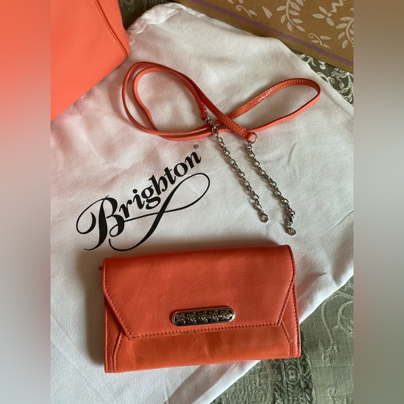 BRIGHTON 🪸CORAL🪸 💯% GENUINE LEATHER TOTE BAG & MATCHING WALLET SET 🌟EUC🌟 - Picture 10 of 16